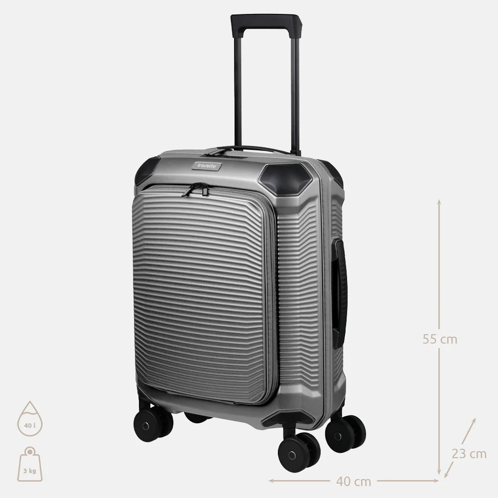 Travelite Millennium handbagage koffer 55 cm silver bij Duifhuizen