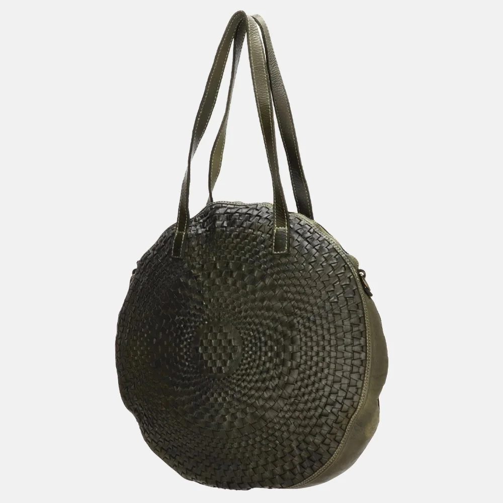 Hide & Stitches Dolemites rond shopper olijfgroen bij Duifhuizen