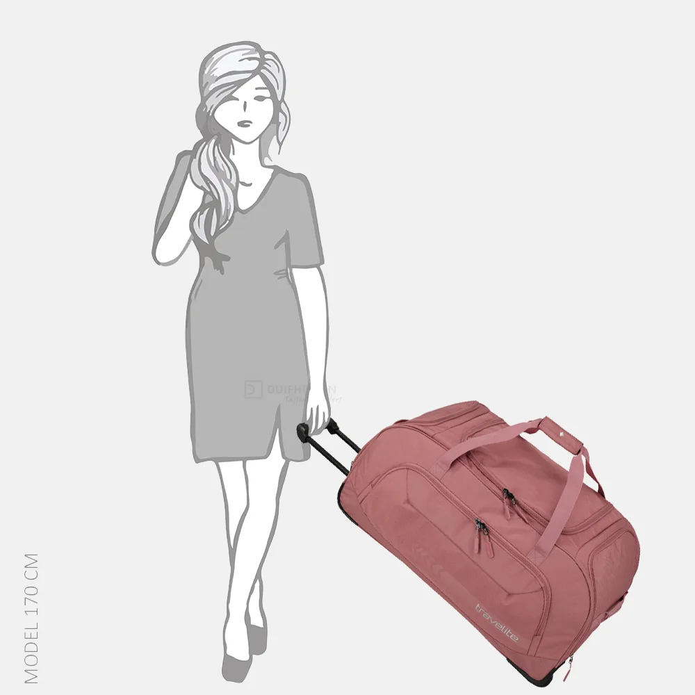 Travelite Kick Off Duffle wieltas XL rose bij Duifhuizen