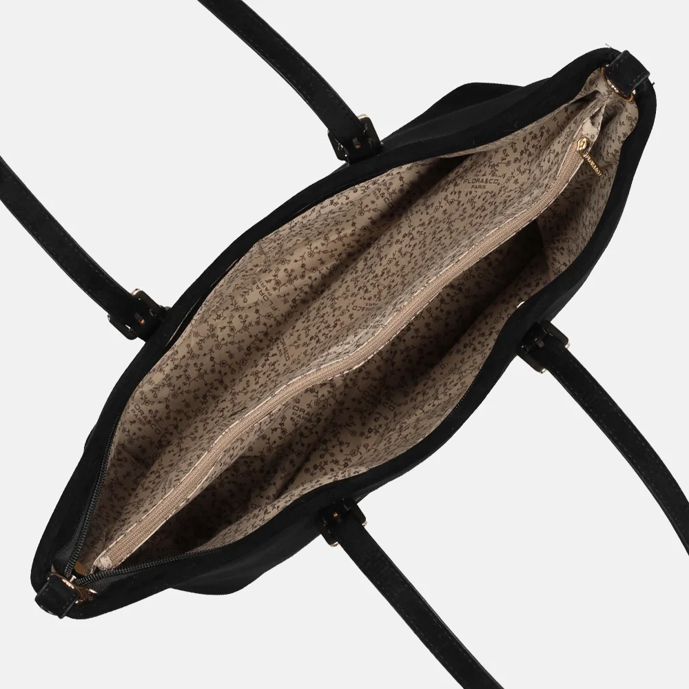 Flora & Co suedine shopper L noir bij Duifhuizen
