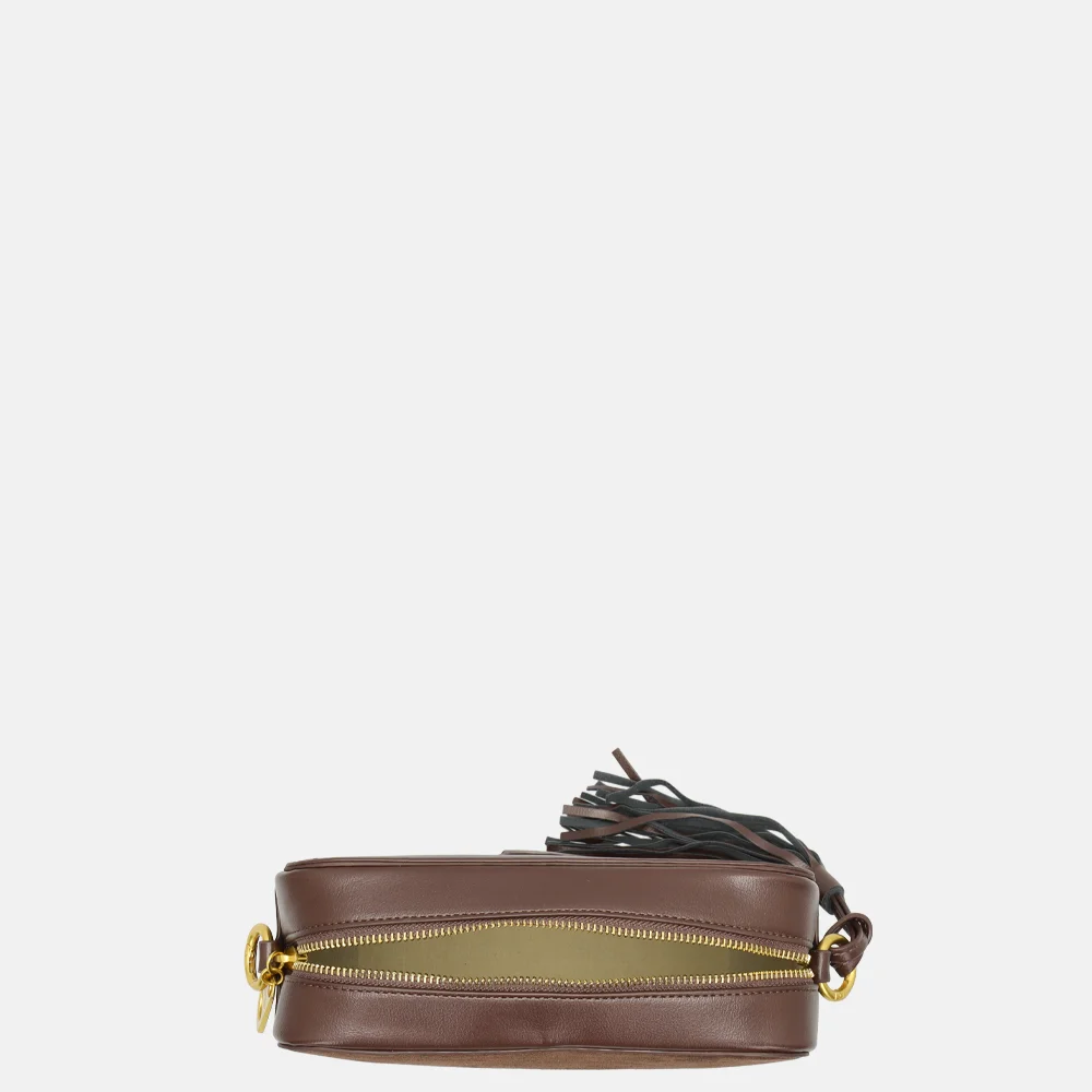 Laurent David Camille crossbody tas box suedine dark brown bij Duifhuizen