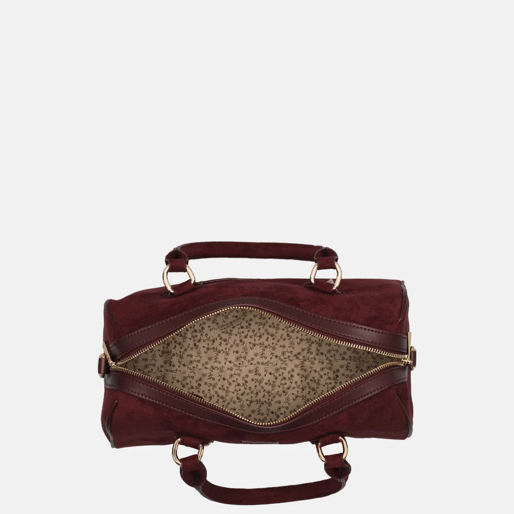 Flora & Co bowling suedine handtas studs bordeaux bij Duifhuizen