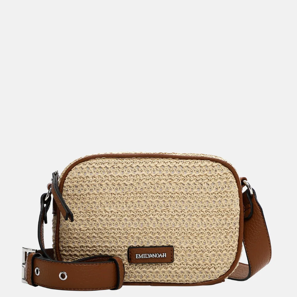 Emily & Noah Elda crossbody tas raffia sand bij Duifhuizen
