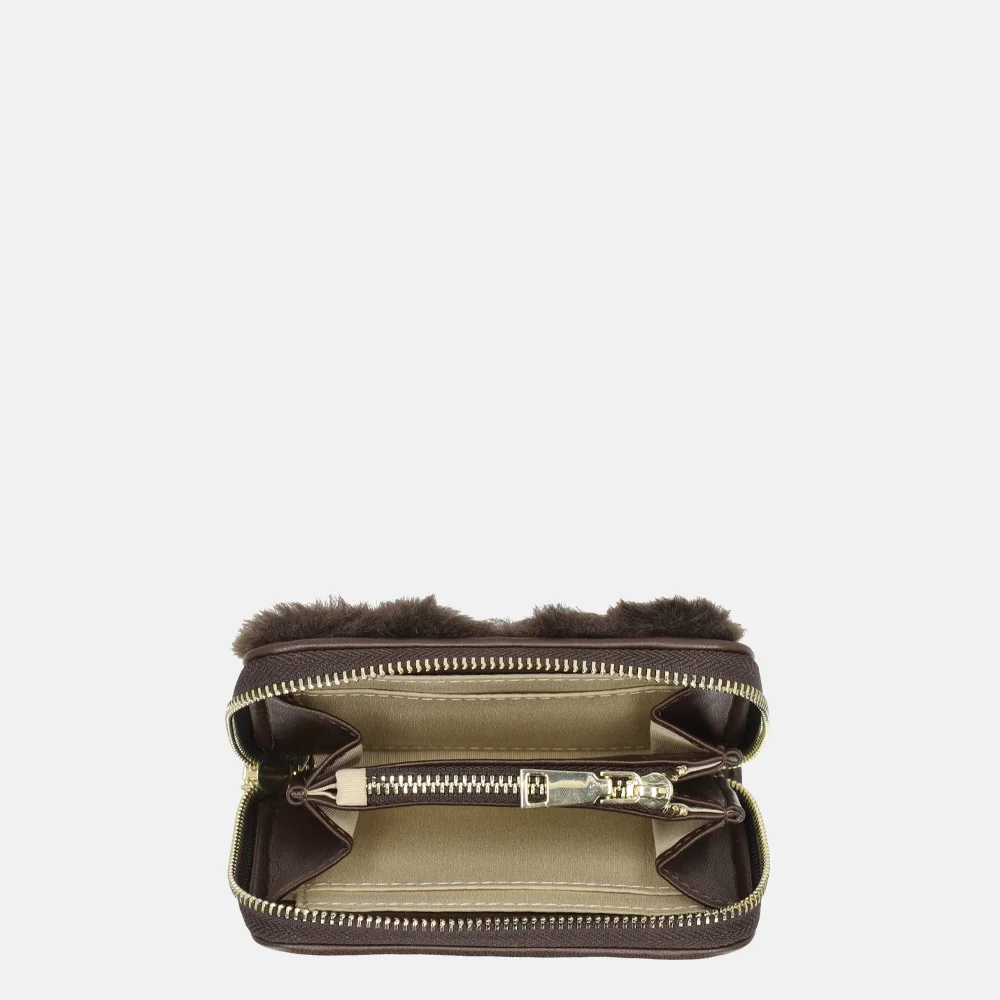 Laurent David Gloria portemonnee XS faux fur chocolade bij Duifhuizen