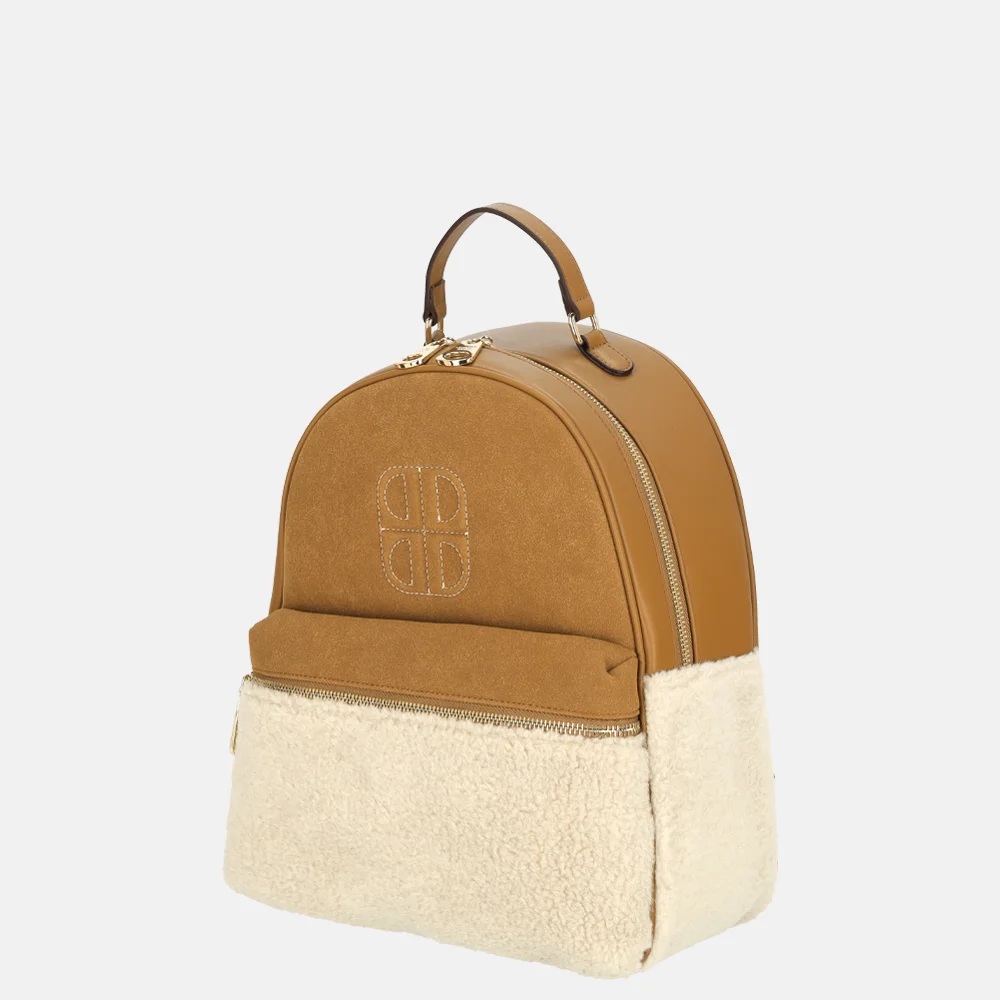 Laurent David Britt rugzak teddy cognac bij Duifhuizen