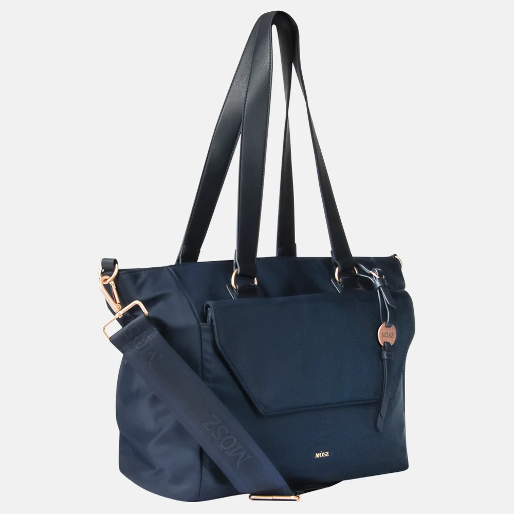 Mosz Denise laptoptas/shopper 15.6 inch navy blue bij Duifhuizen