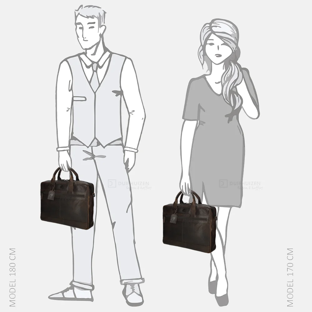 Pylos 59 Sarda laptoptas 15 inch dark brown bij Duifhuizen