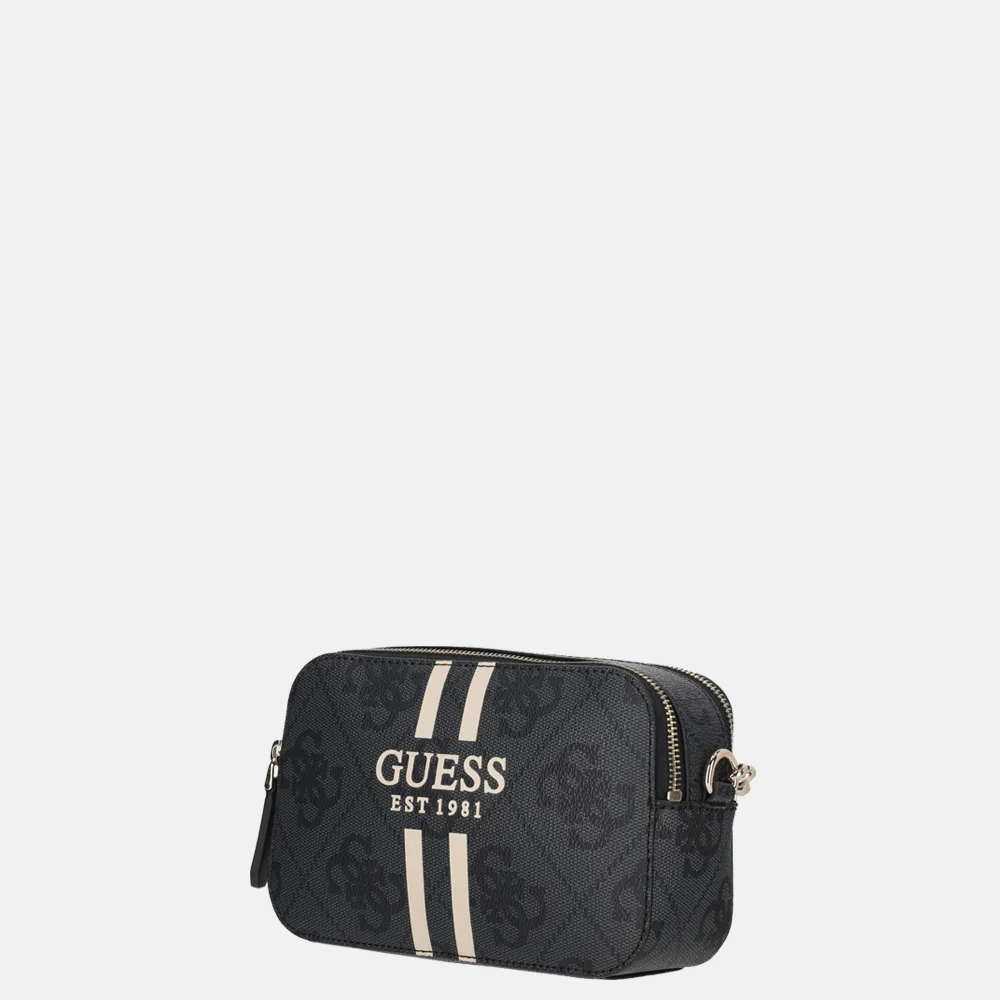 Guess Noelle II crossbody camera bag handtas coal logo bij Duifhuizen