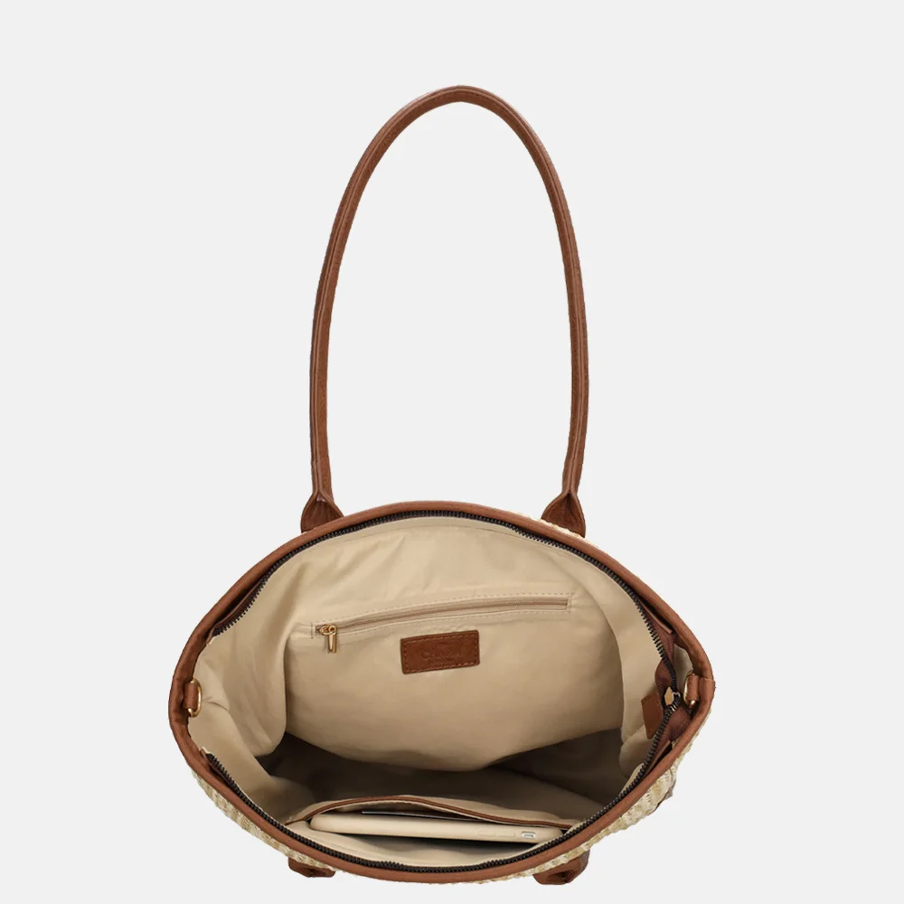 Charm London Hillingdon shopper beige/cognac bij Duifhuizen