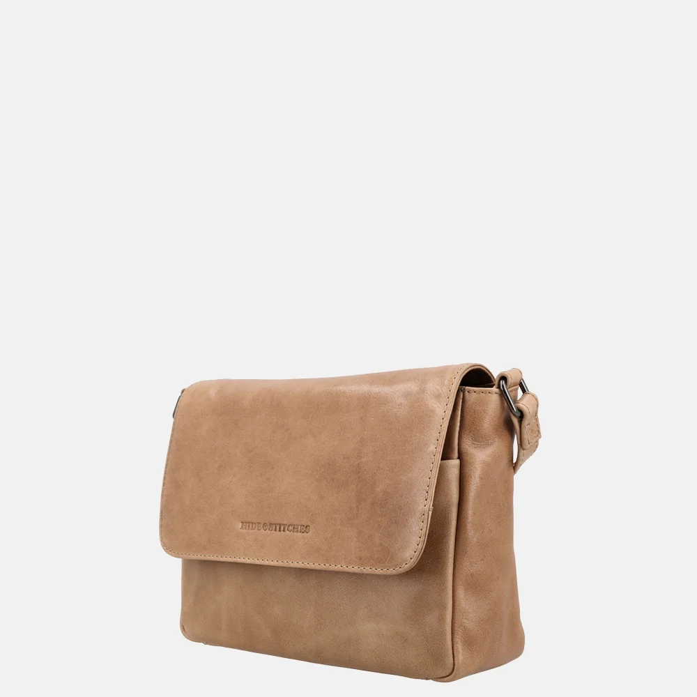 Hide & Stitches Porto crossbody tas taupe bij Duifhuizen