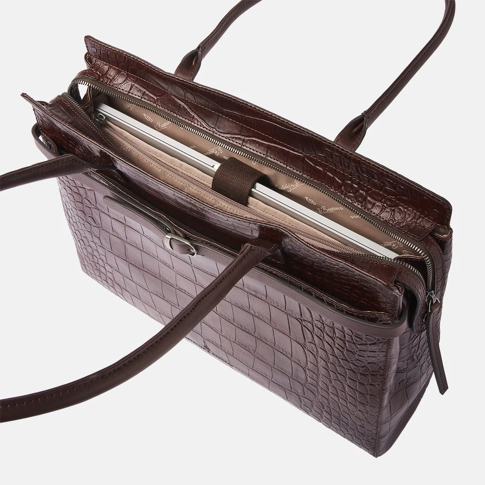 Castelijn en Beerens Tess laptoptas 15.6 inch croco mocca bij Duifhuizen