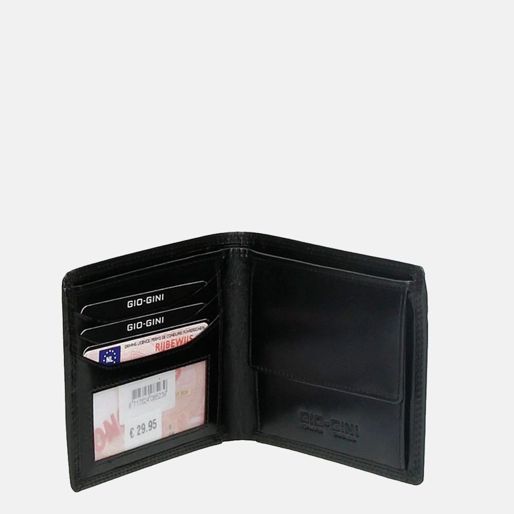 Gio Gini billfold portemonnee S zwart bij Duifhuizen