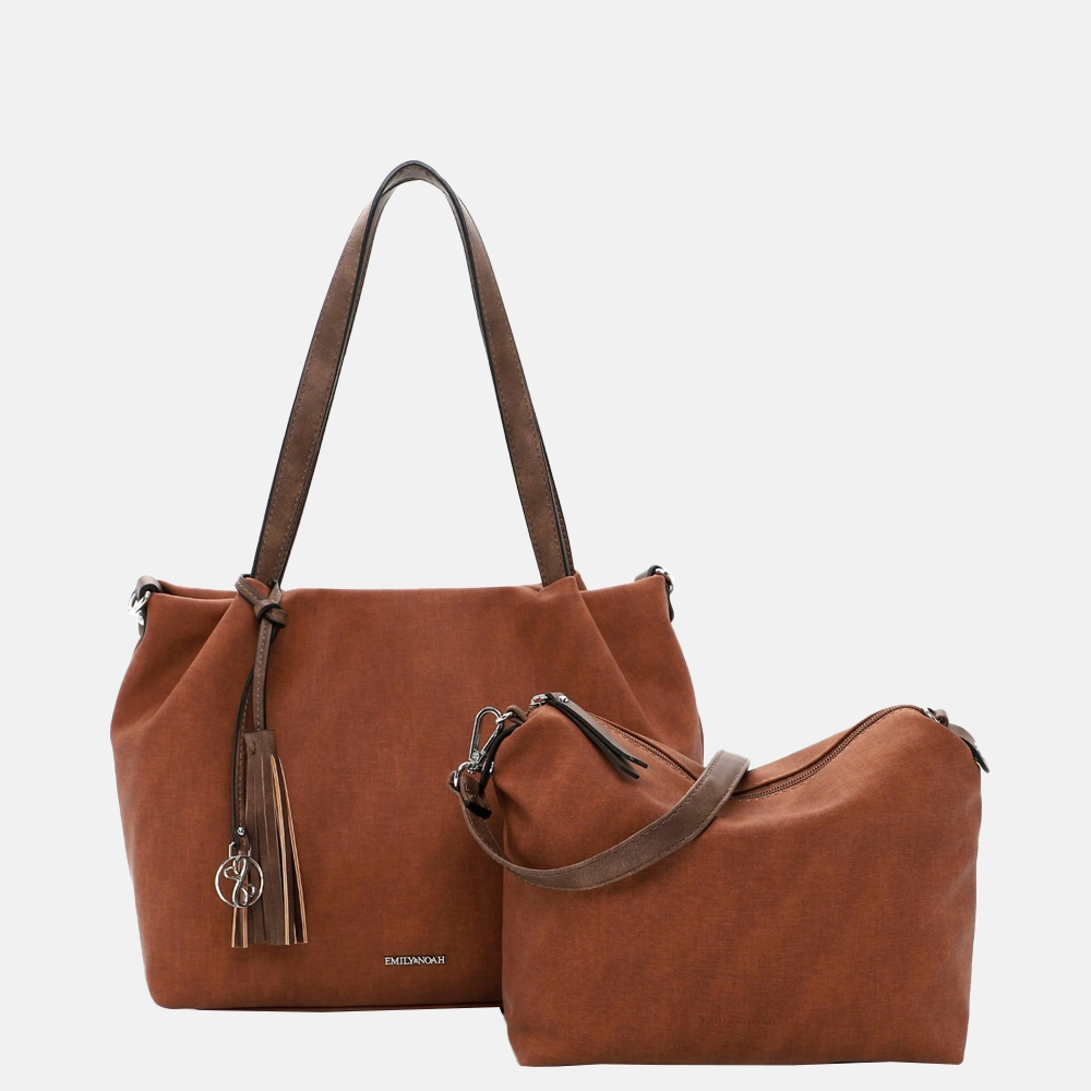 Emily & Noah Elke shopper cognac bij Duifhuizen
