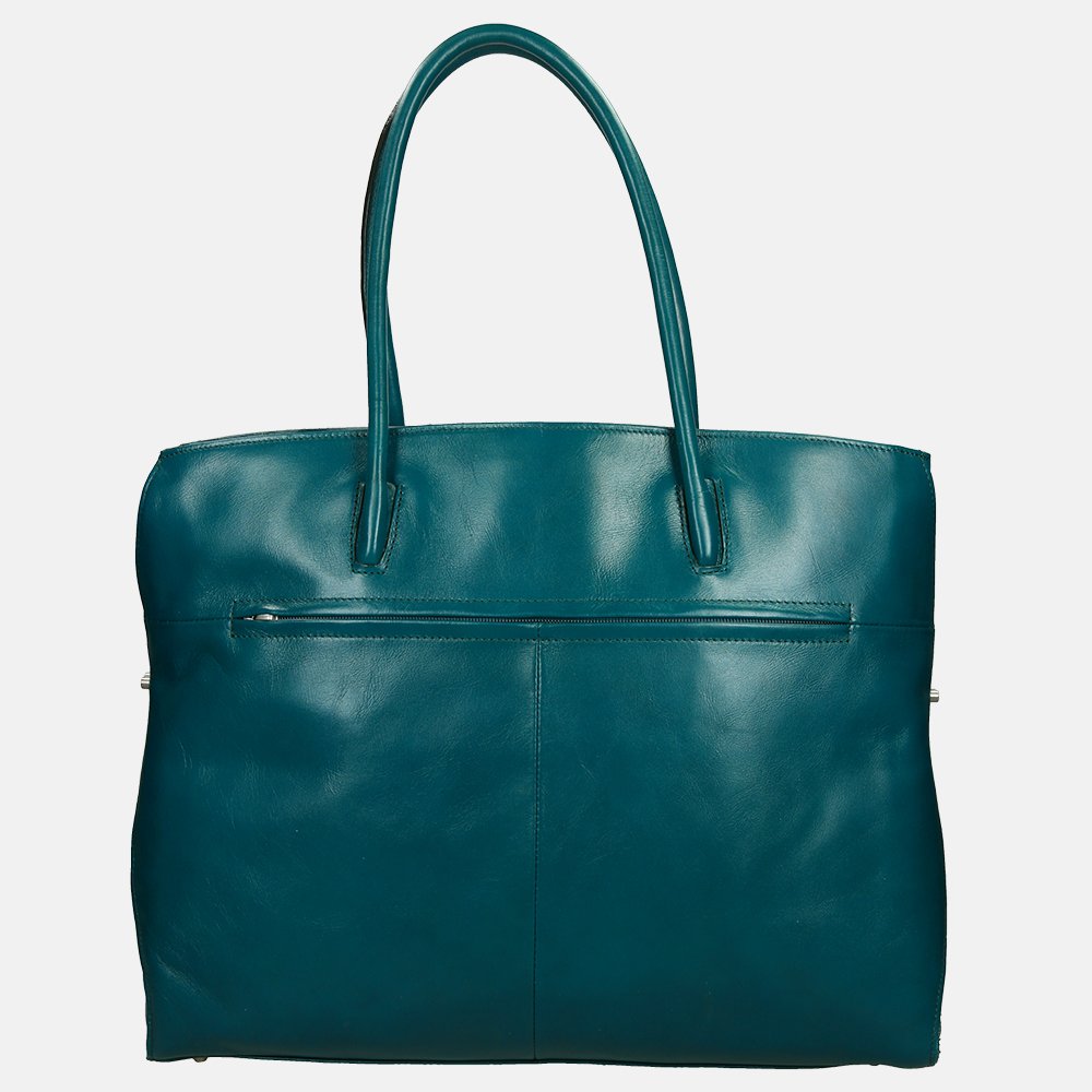 Claudio Ferrici Classico shopper 13.3 inch teal bij Duifhuizen
