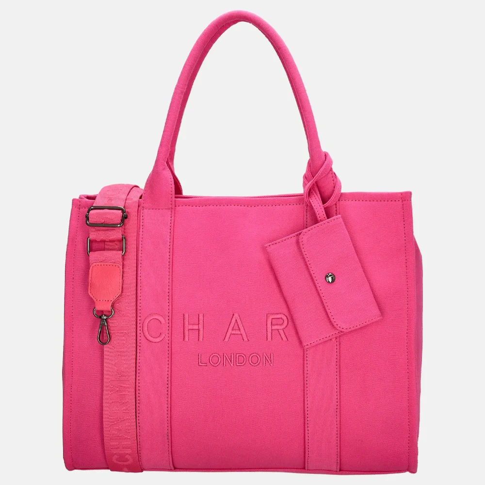Charm London shopper/laptoptas 15 inch fuchsia bij Duifhuizen