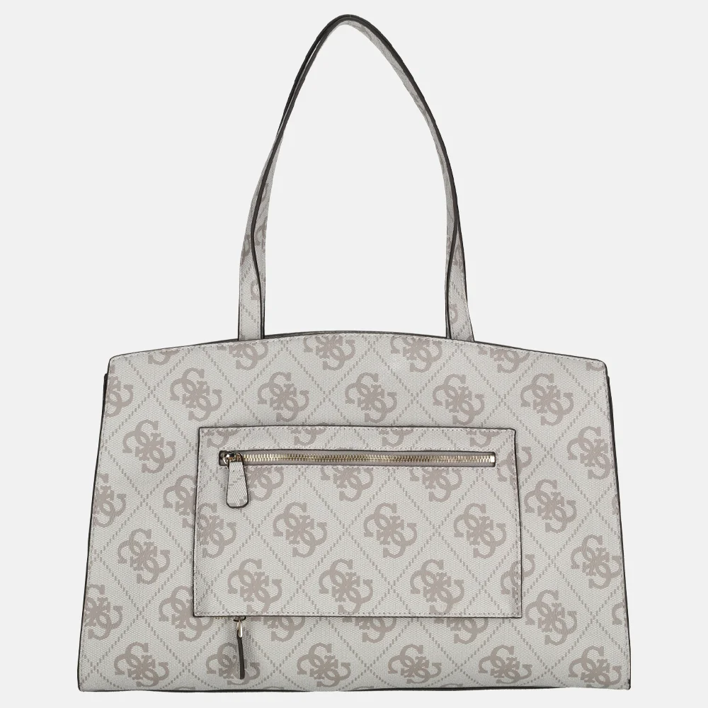 Guess Lorelei travelbag tote shopper dark taupe logo bij Duifhuizen