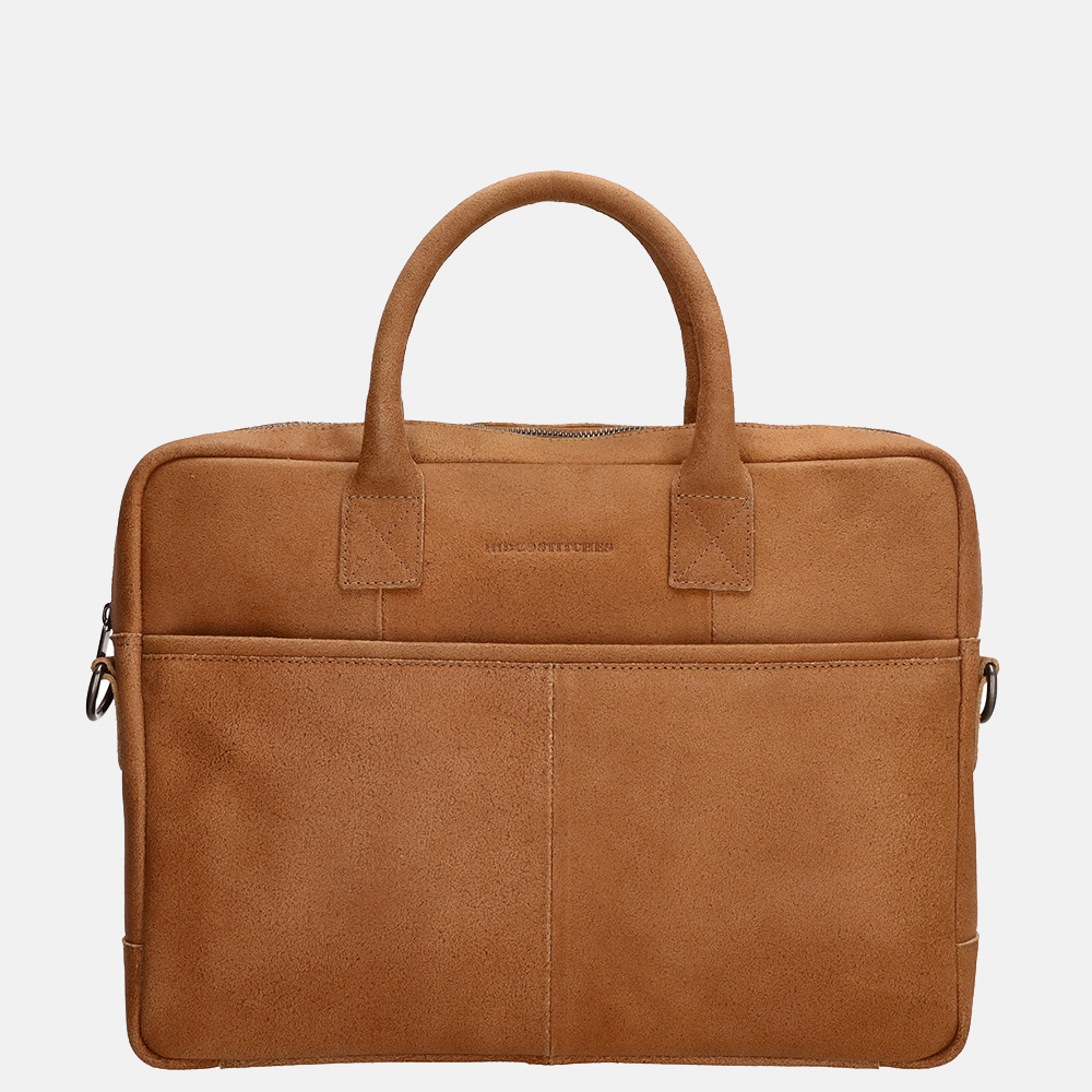 Hide & Stitches Wolga laptoptas 15.6 inch cognac bij Duifhuizen