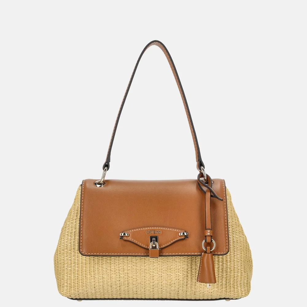 Guess Maggie schoudertas natural/caramel bij Duifhuizen