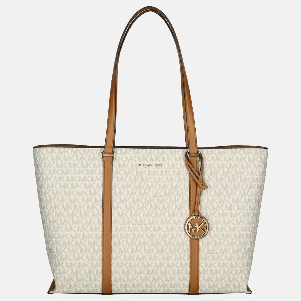 Michael Kors Temple shopper vanille/acorn bij Duifhuizen