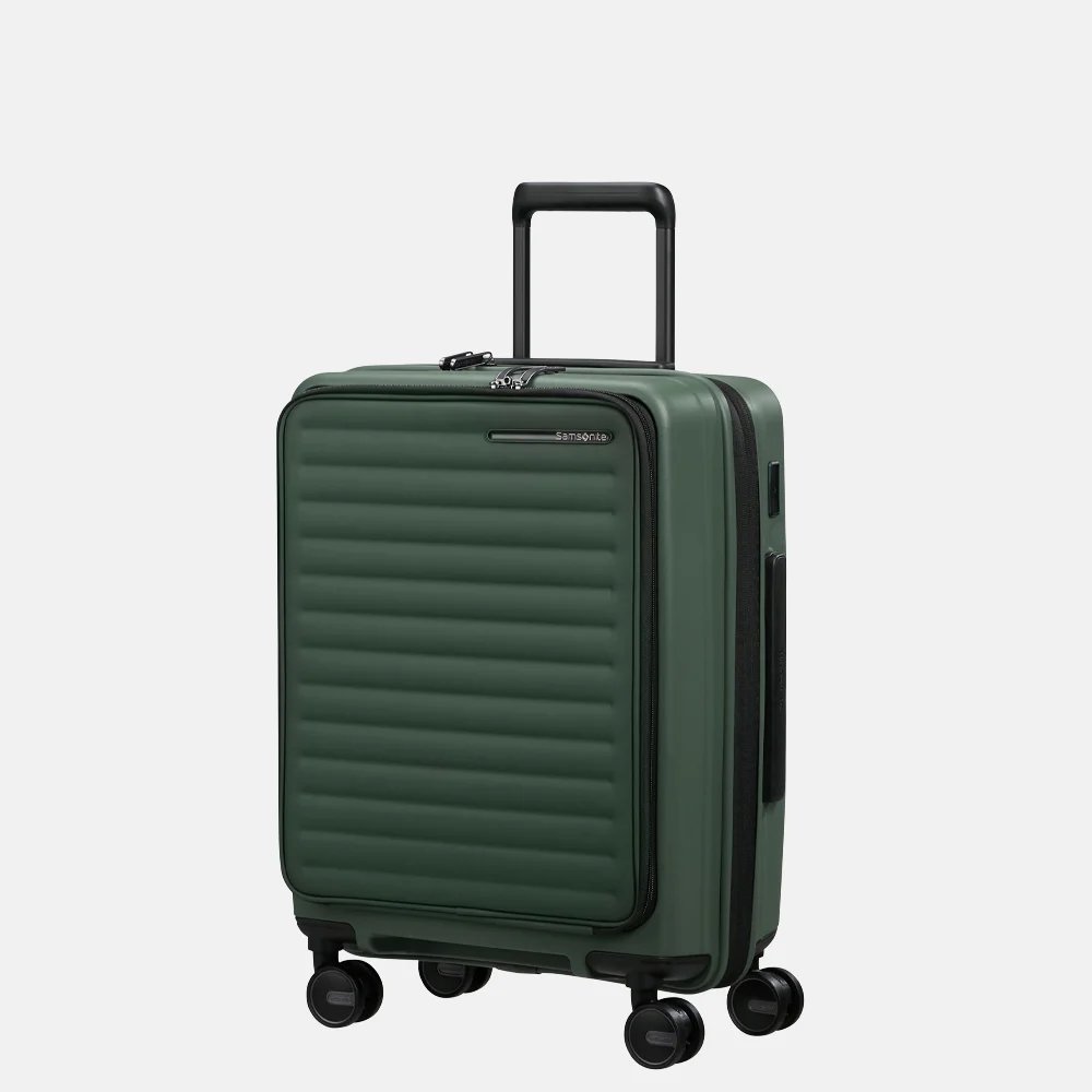 Samsonite Restackd frontpocket handbagage koffer 55 cm sage bij Duifhuizen
