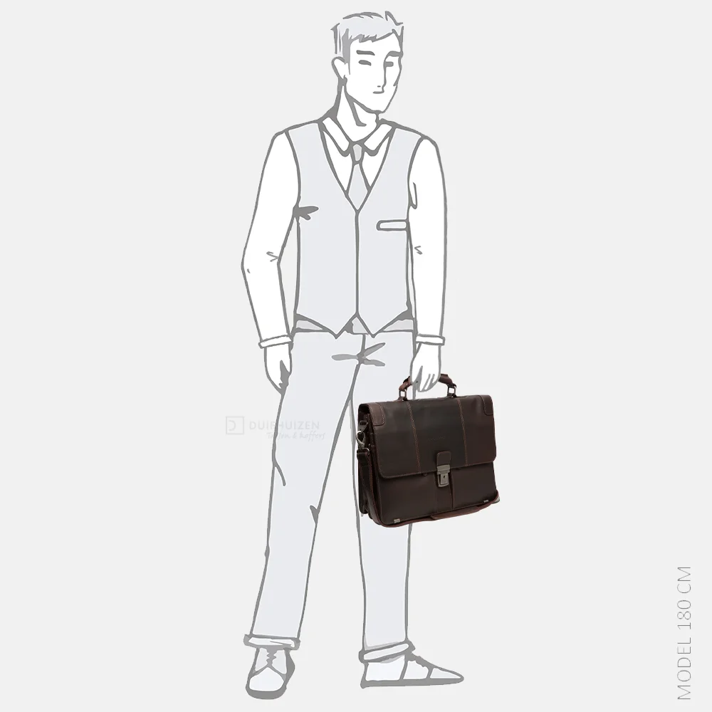 Chesterfield Stuttgart laptoptas 14 inch dark brown bij Duifhuizen