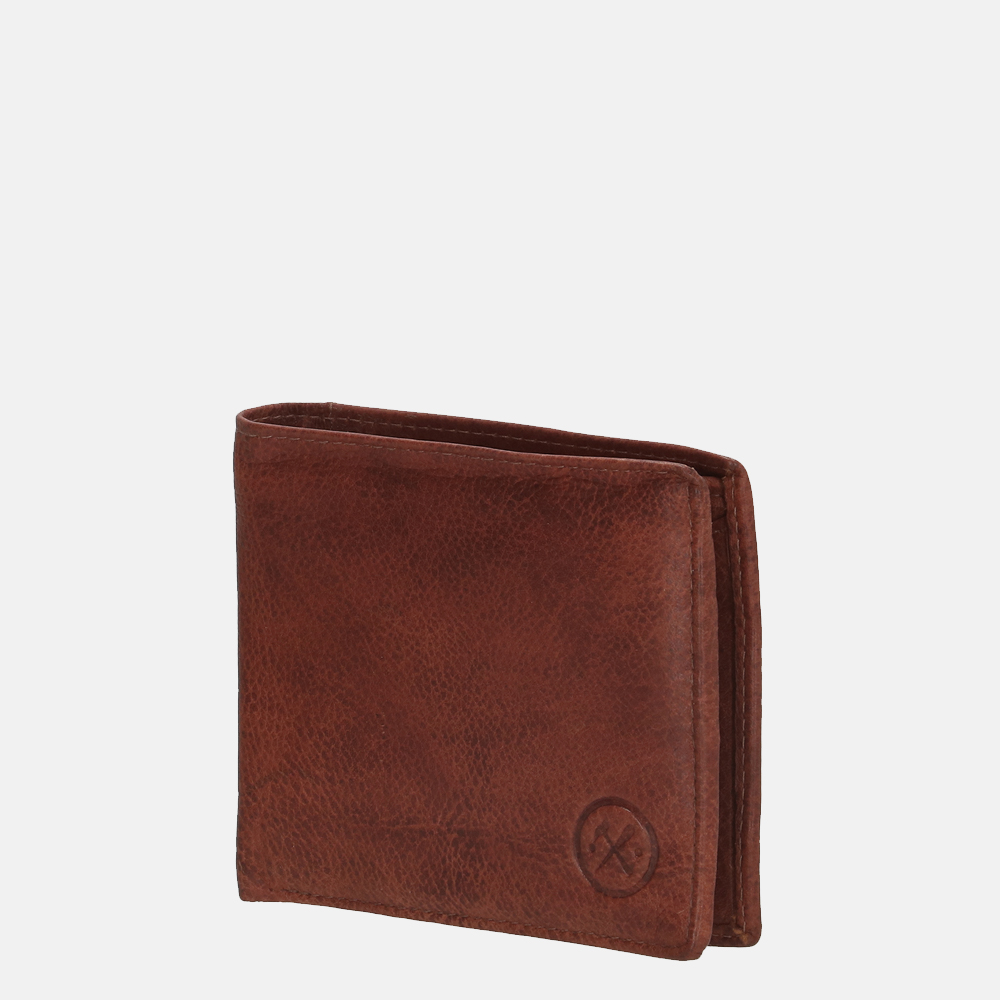 Hide & Stitches billfold dark cognac bij Duifhuizen