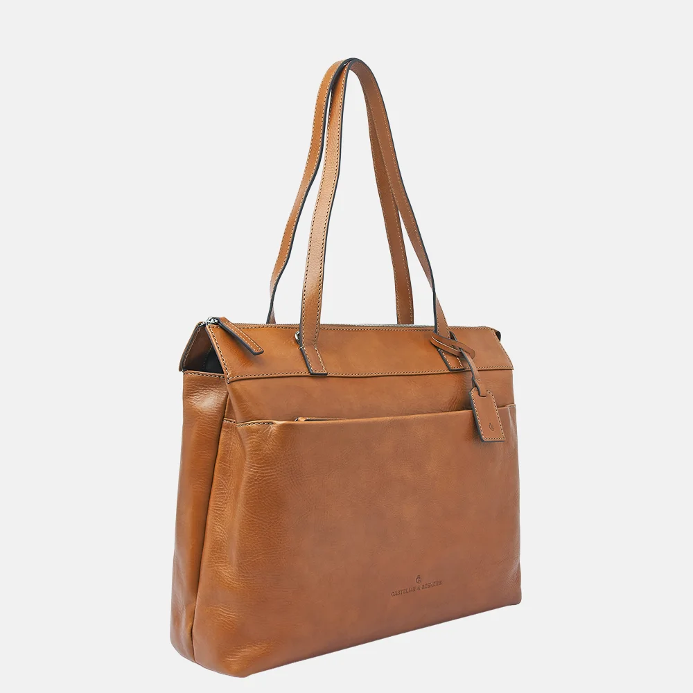Castelijn en Beerens Lia Single zip Heritage laptoptas 15.6 inch light brown bij Duifhuizen