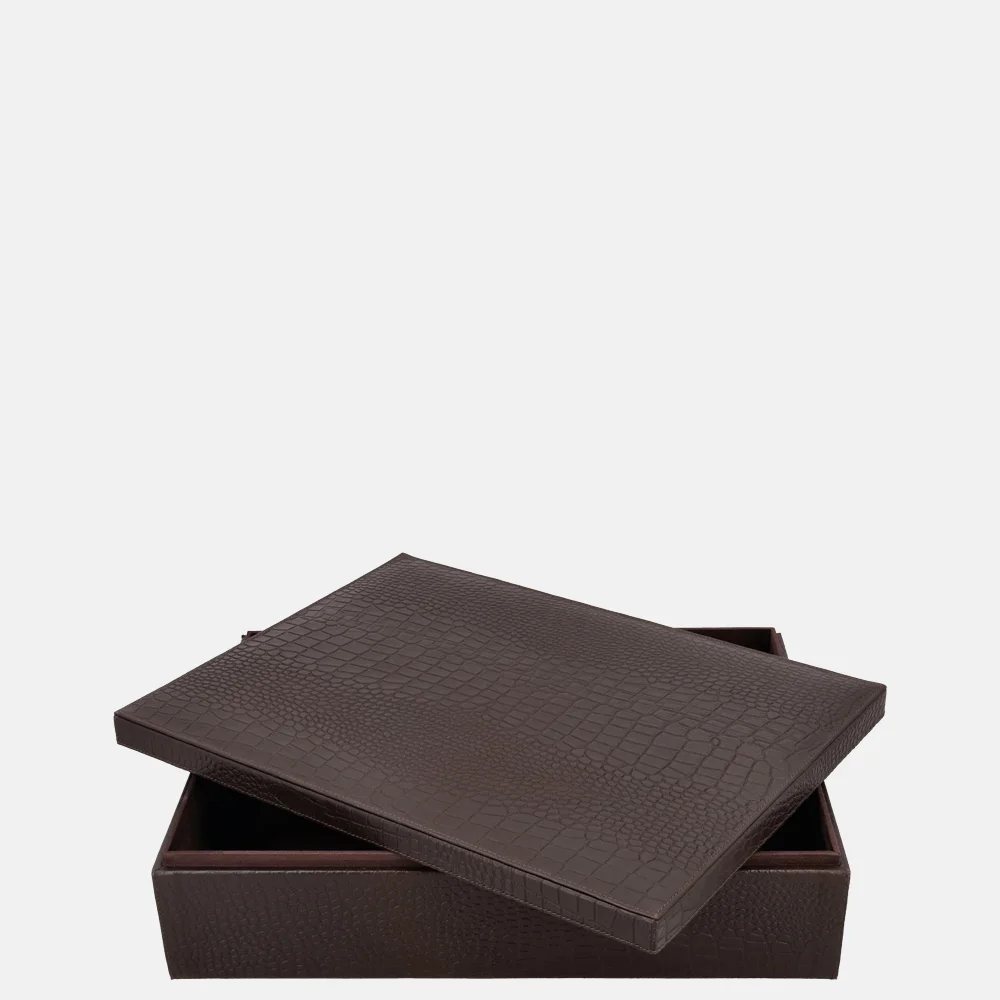 Chamada leren opbergbox rechthoek croco large donkerbruin