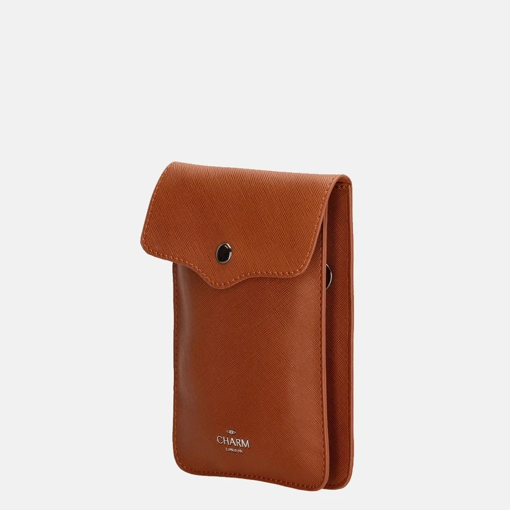 Charm London Saffiano telefoontas cognac bij Duifhuizen