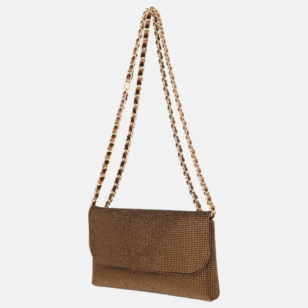 Flora & Co clutch strass marron bij Duifhuizen