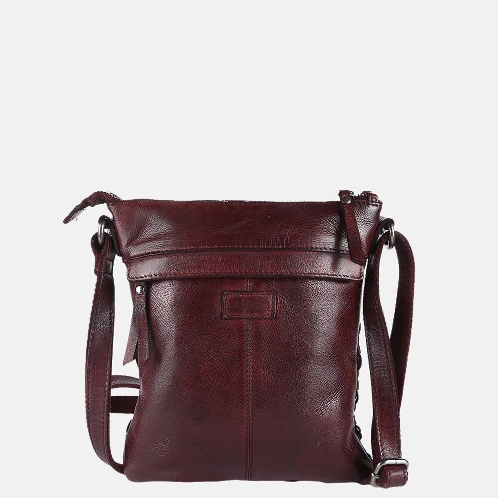 Genicci Desna schoudertas dark brown bij Duifhuizen