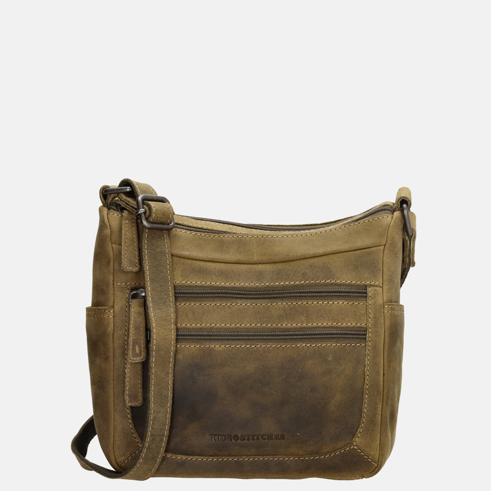 Hide & Stitches crossbody tas olijfgroen