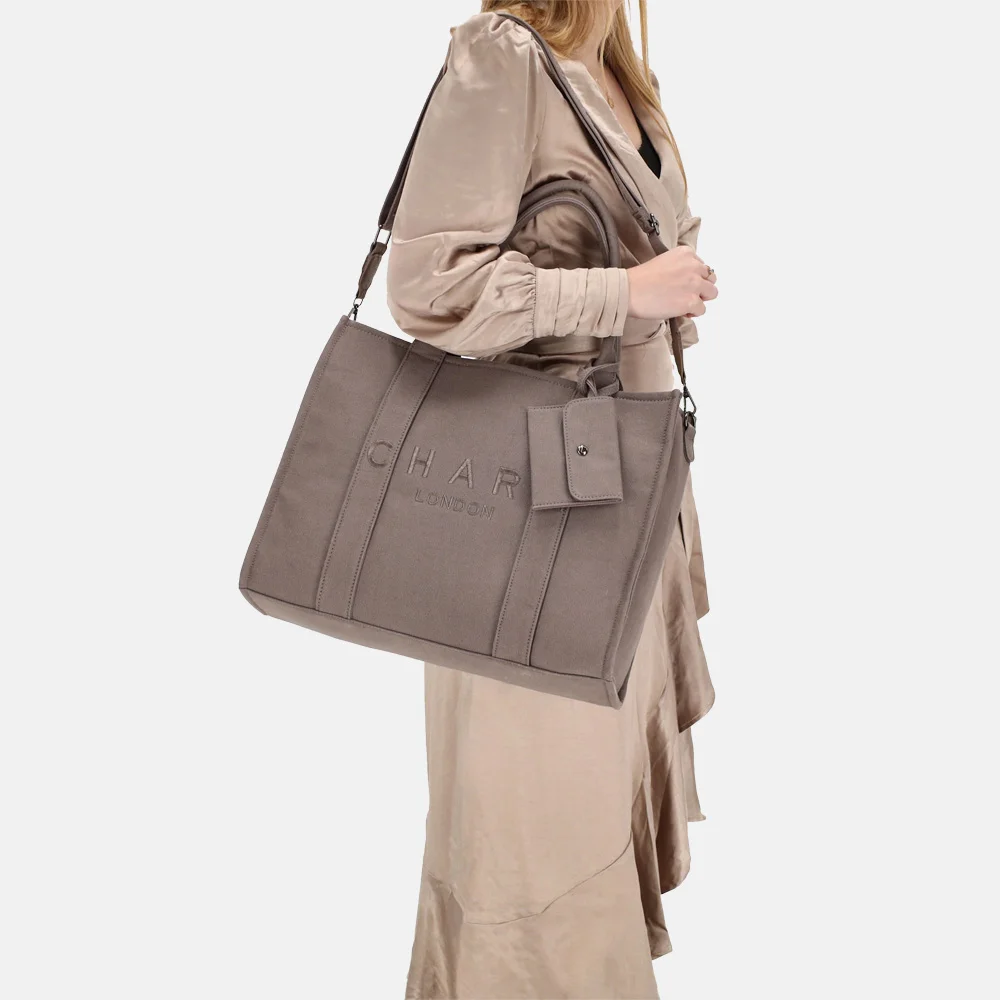 Charm London shopper/laptoptas 15 inch grijs bij Duifhuizen