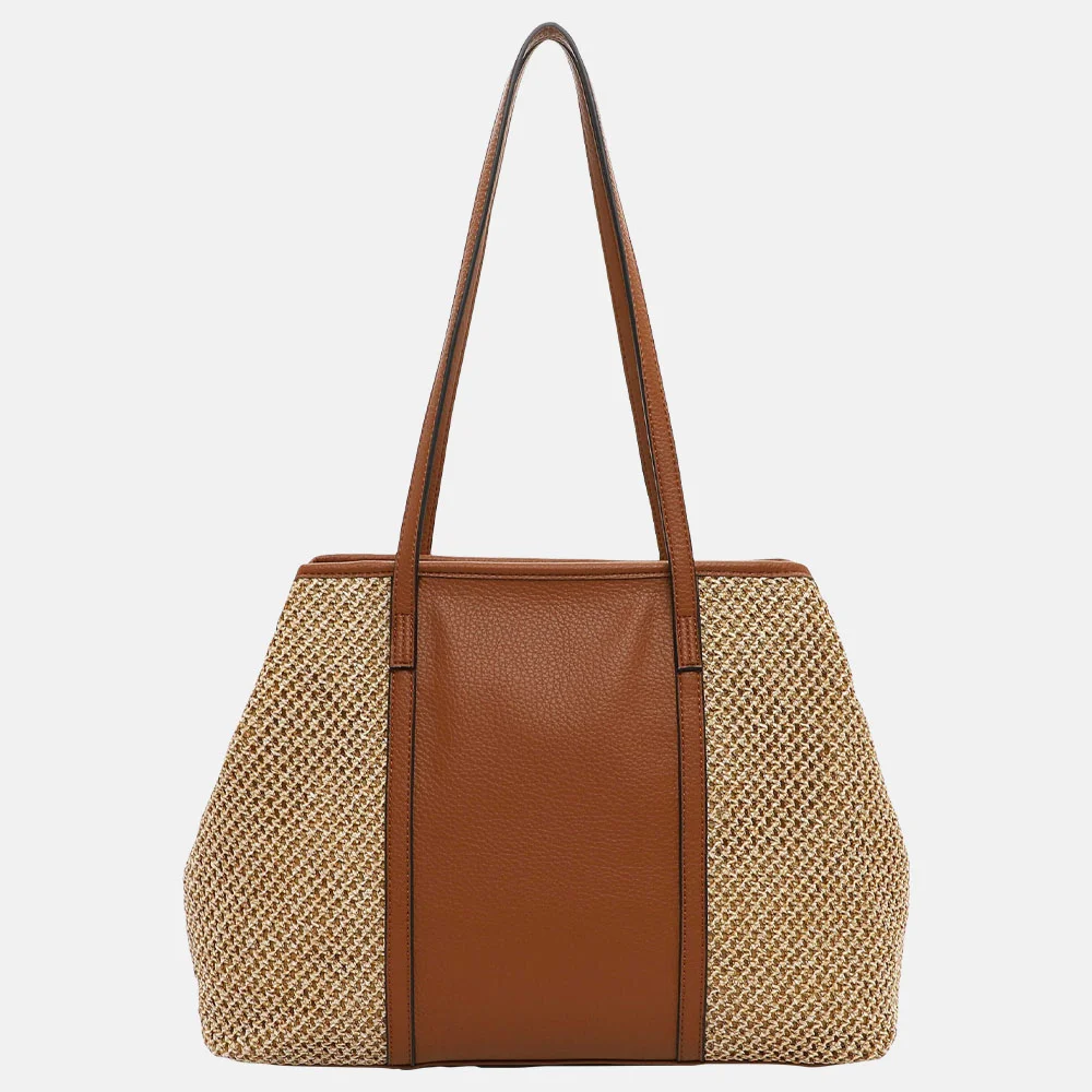 Emily & Noah Babette shopper riet cognac bij Duifhuizen