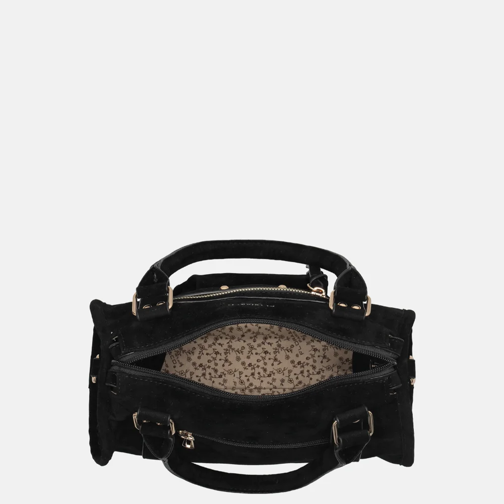 Flora & Co Suedine handtas noir bij Duifhuizen