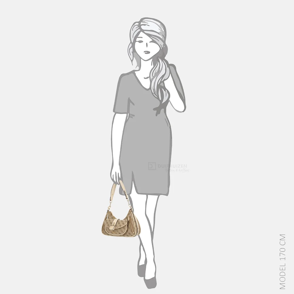 Guess Jessa schoudertas latte logo bij Duifhuizen