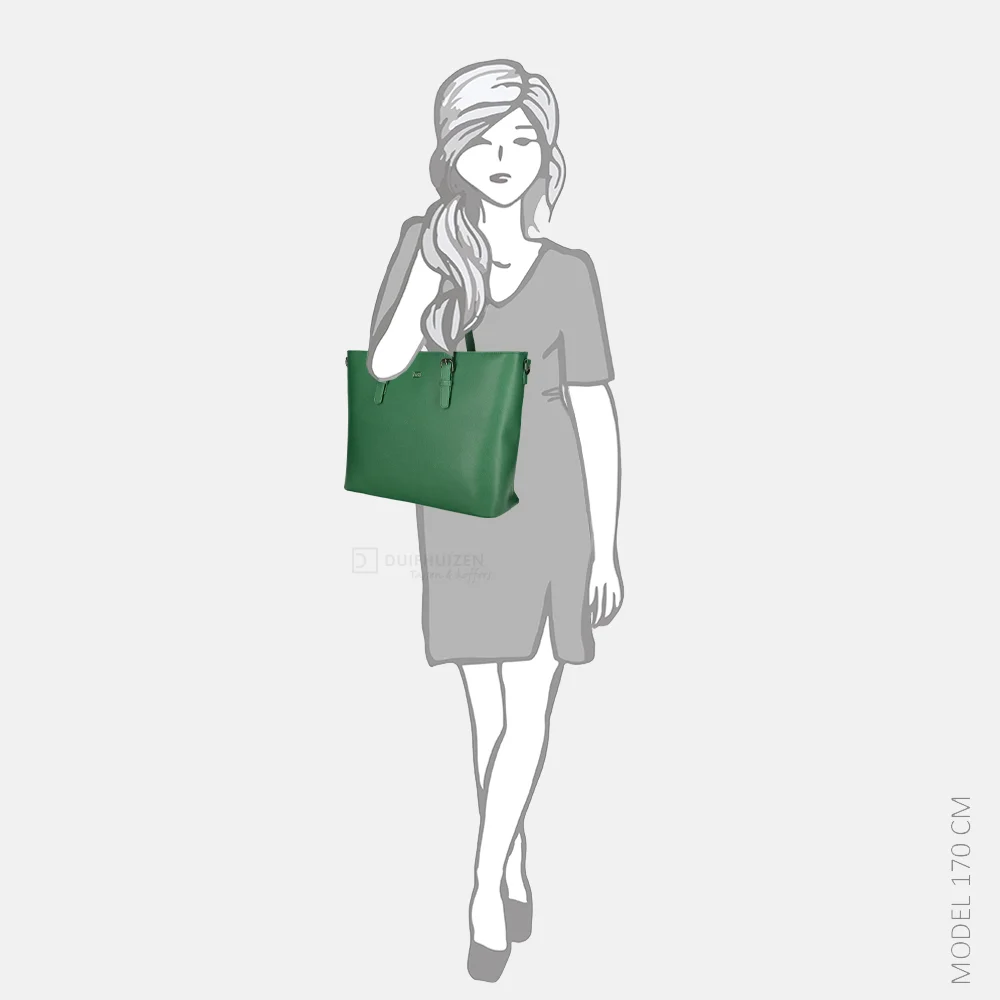 Duifhuizen Saffiano shopper met laptopvak L papegaai groen bij Duifhuizen