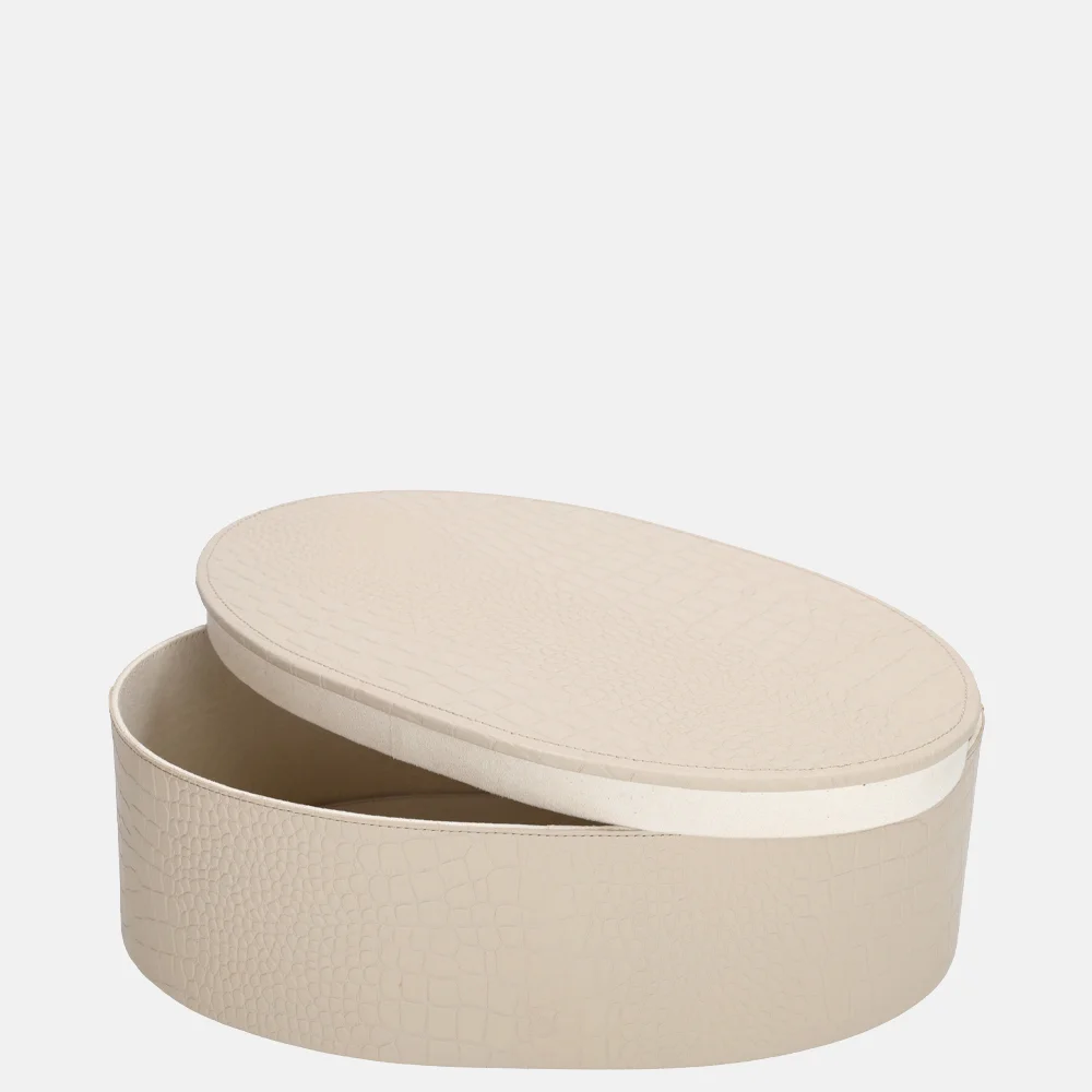 Chamada leren opbergbox ovaal croco large beige