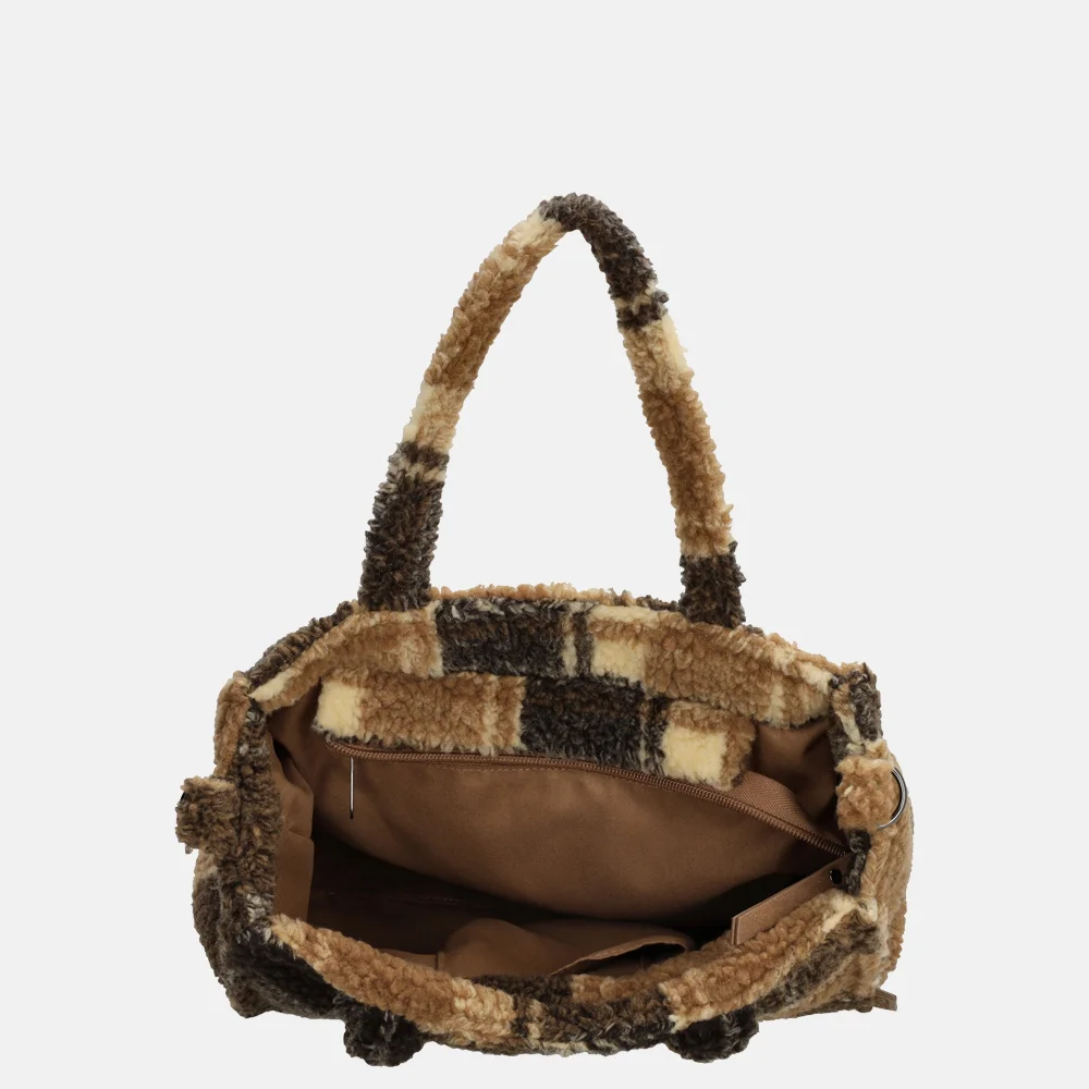 Beagles teddy handtas S taupe ruit bij Duifhuizen