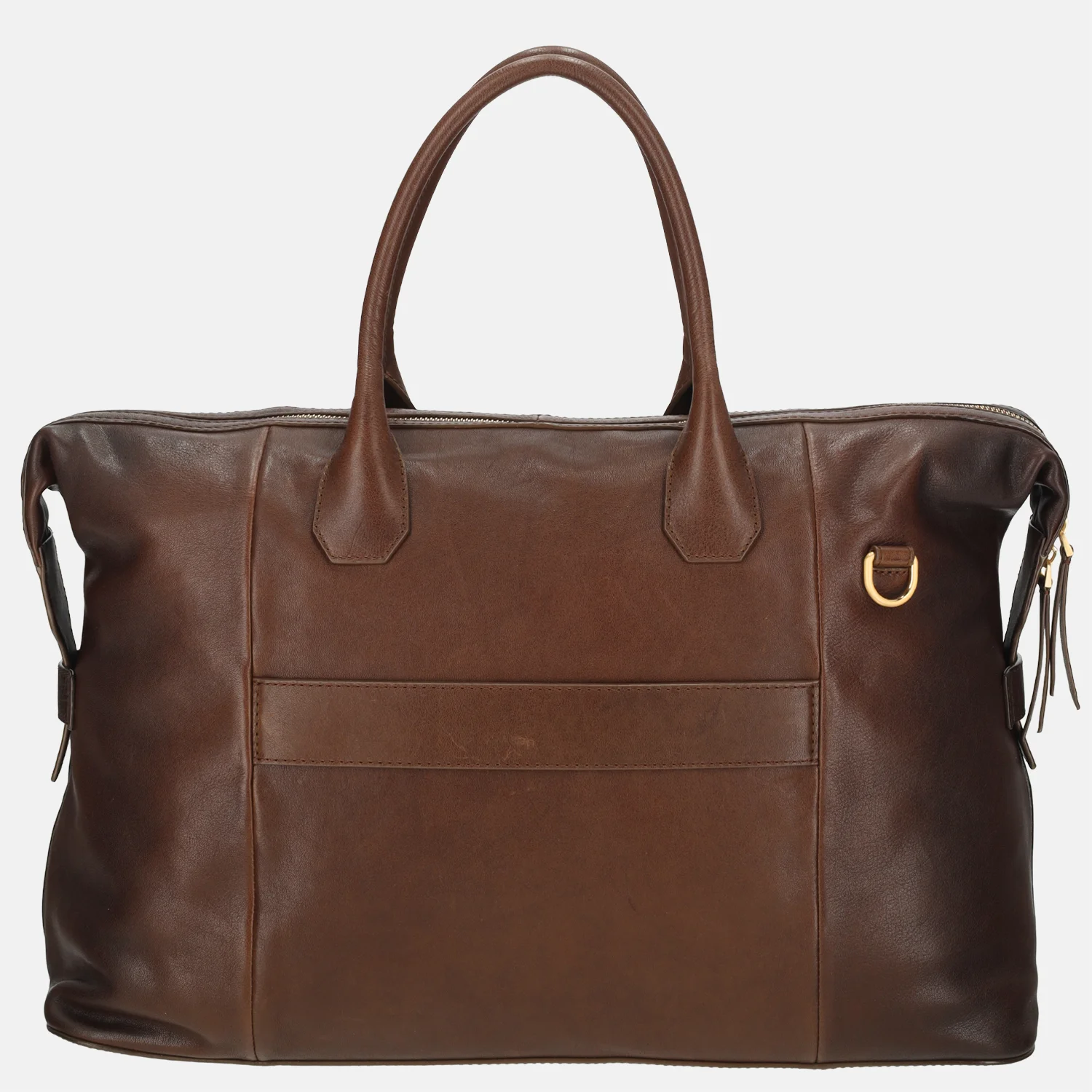 Tommy Hilfiger Casual leather duffle weekendtas burnished brown bij Duifhuizen