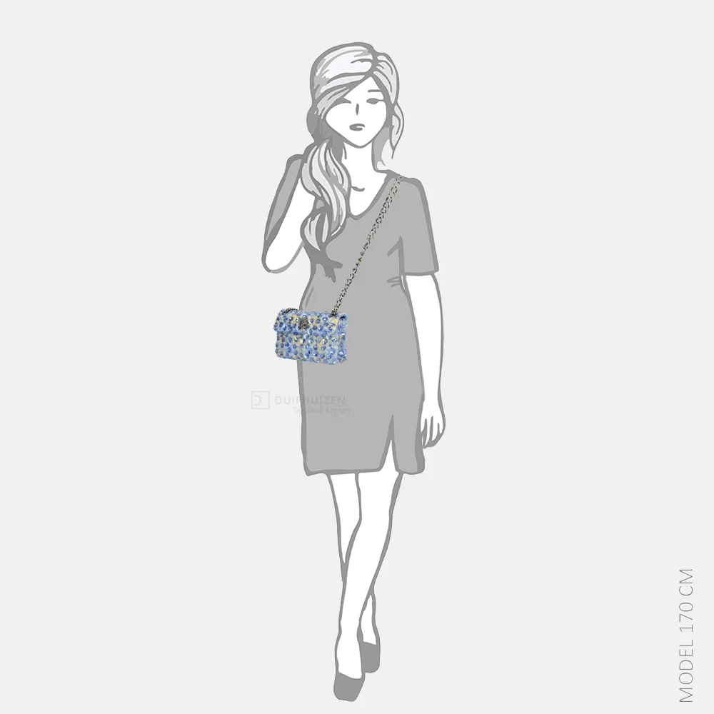 Kurt Geiger Kensington schoudertas sequins mini boucle blue pale bij Duifhuizen
