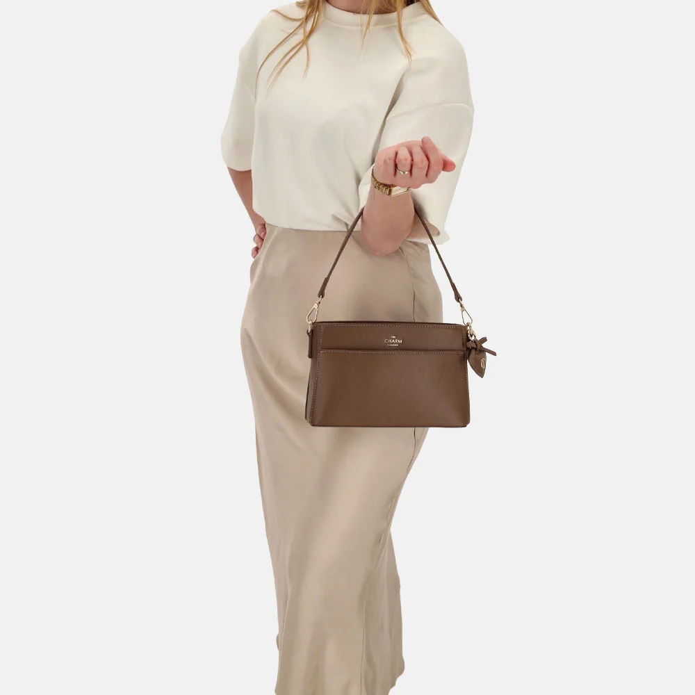 Charm London Cambridge crossbody tas mocca bij Duifhuizen