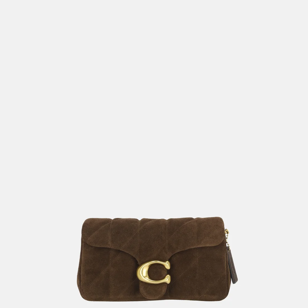 Coach Tabby Quilted schoudertas suede 20' dark chocolat bij Duifhuizen
