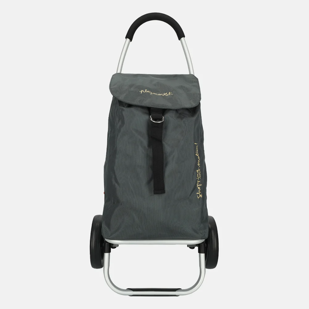 Playmarket Go Two compact boodschappentrolley grijs