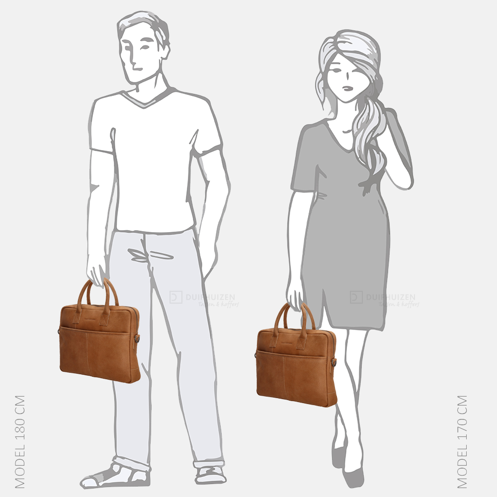 Hide & Stitches Wolga laptoptas 15.6 inch cognac bij Duifhuizen