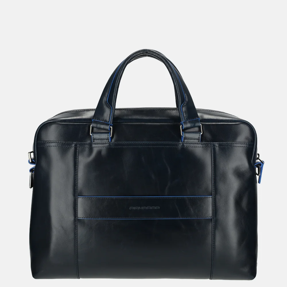 Piquadro Blue square laptoptas 15 inch blue bij Duifhuizen