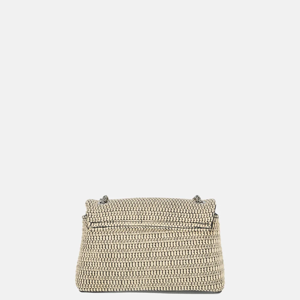 Charm London Raffia schoudertas zwart beige bij Duifhuizen