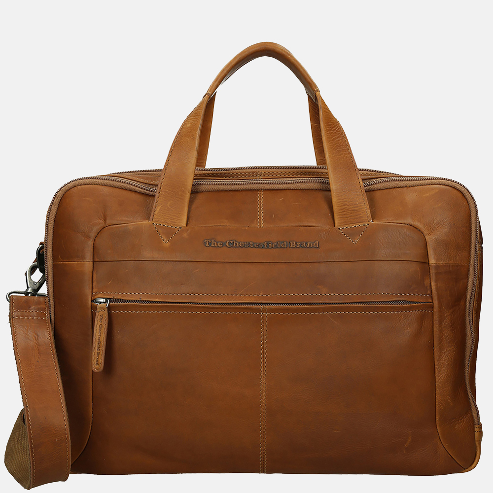 Chesterfield Ryan laptoptas 17 inch cognac bij Duifhuizen