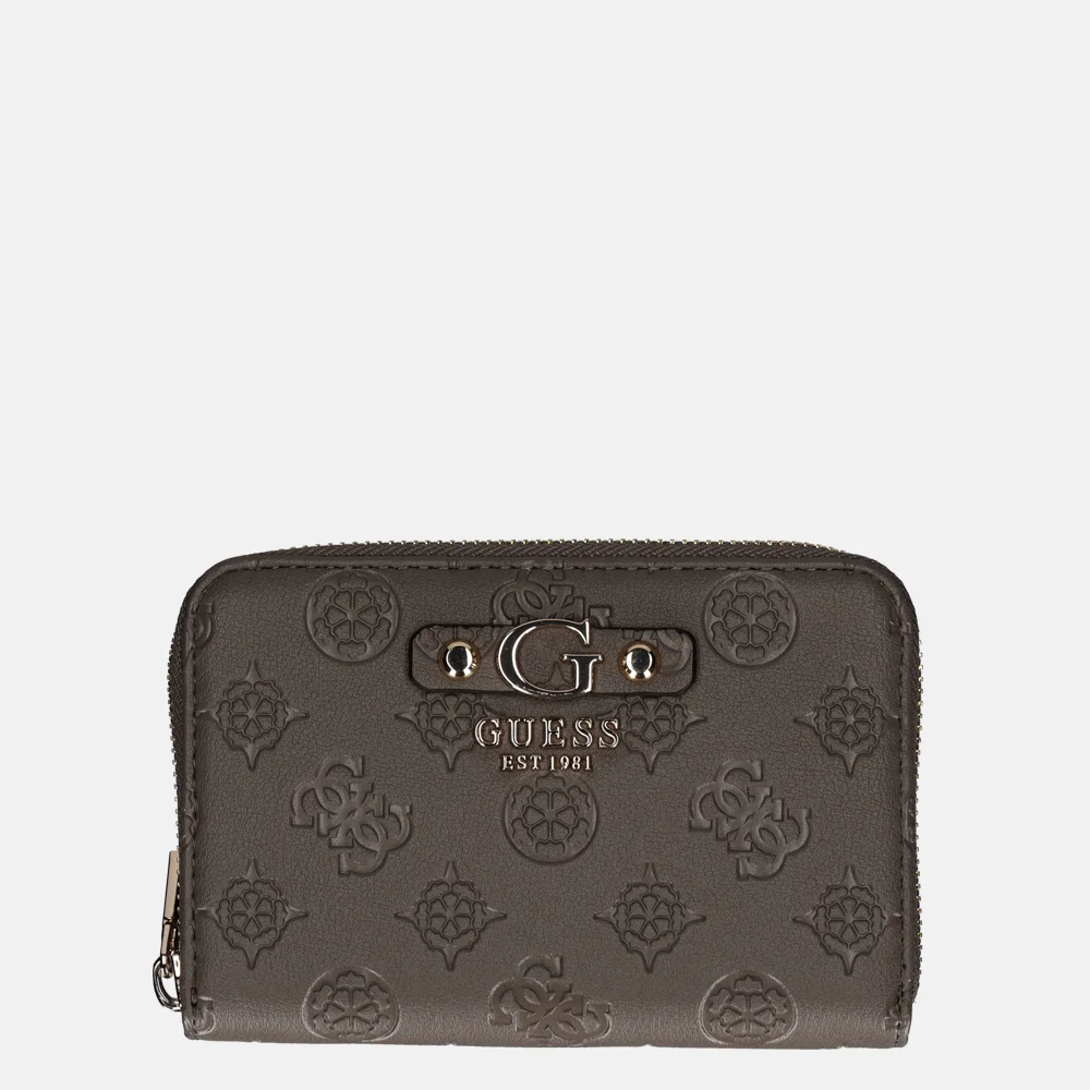 Guess Gerty SLG ziparound portemonnee M dark taupe bij Duifhuizen