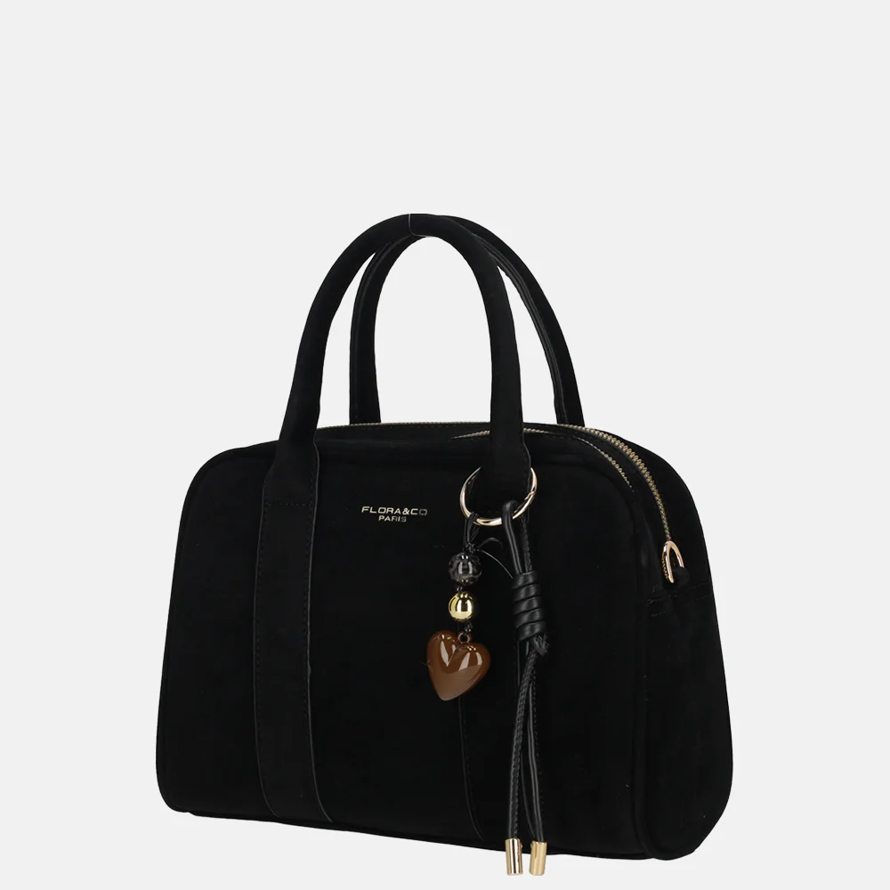 Flora & Co handtas bowling suedine noir bij Duifhuizen